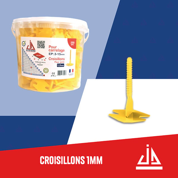 JD SYSTEME - Croisillons autonivelants - Plastique - 1mm - 250 pièces - large