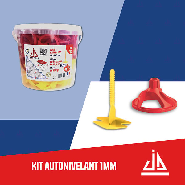 JD SYSTEME - Kit croisillons carrelage 1mm - Plastique - 150+50 pièces - large