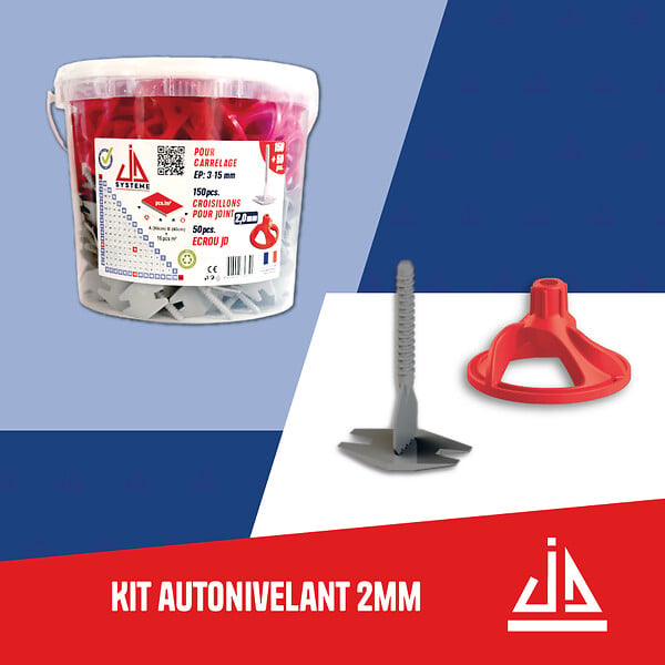 JD SYSTEME - Kit croisillons autonivelants 150 pièces + 50 écrous - 2mm - large