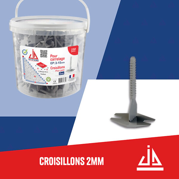JD SYSTEME - Croisillons autonivelants - Plastique - 2mm - 250 pièces - large