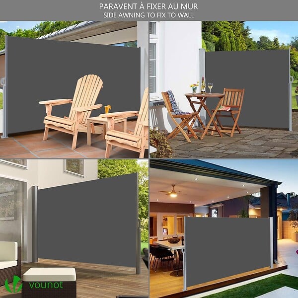 VOUNOT - Paravent retractable avec housse de protection 140x300cm Gris - large