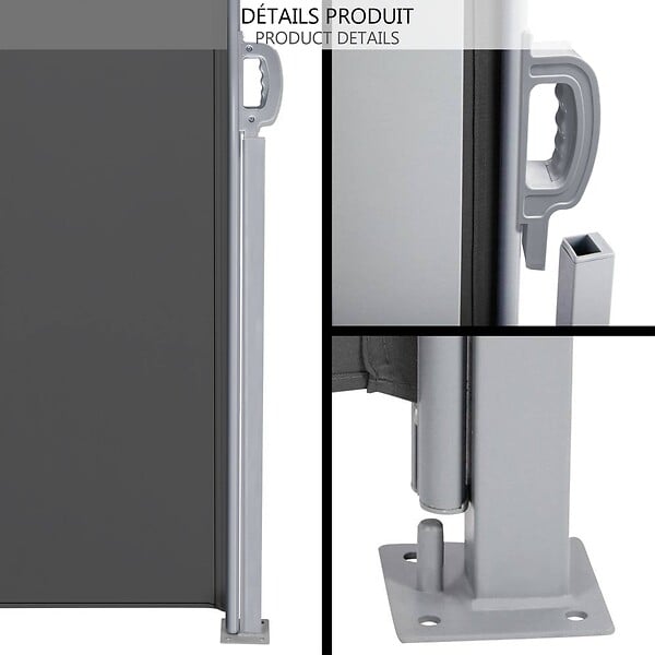 VOUNOT - Paravent retractable avec housse de protection 140x300cm Gris - large