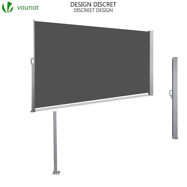 VOUNOT - Paravent retractable avec housse de protection 180x300cm Gris - large