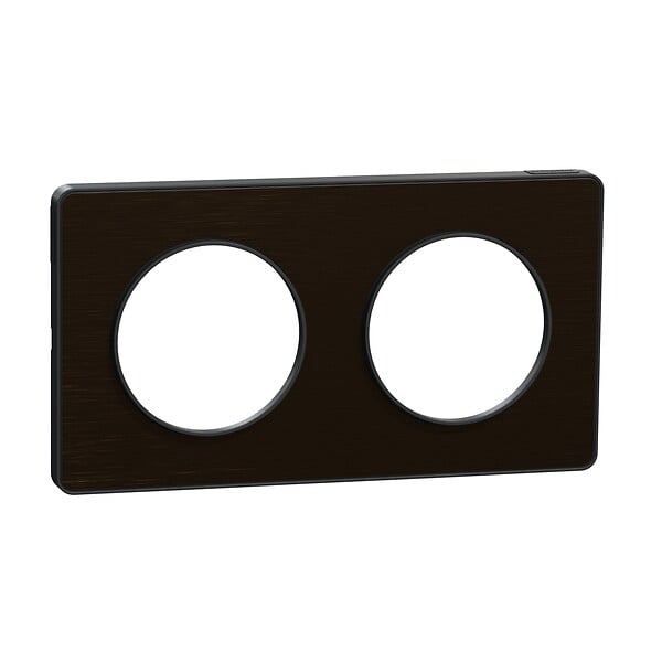 SCHNEIDER ELECTRIC - Plaque Odace Touch Bronze brossé liseré anthracite 2 postes - large