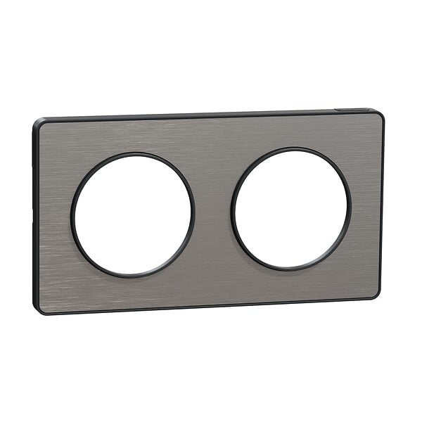 SCHNEIDER ELECTRIC - Plaque Odace Touch aluminium - 2 postes - liseré anthracite - large