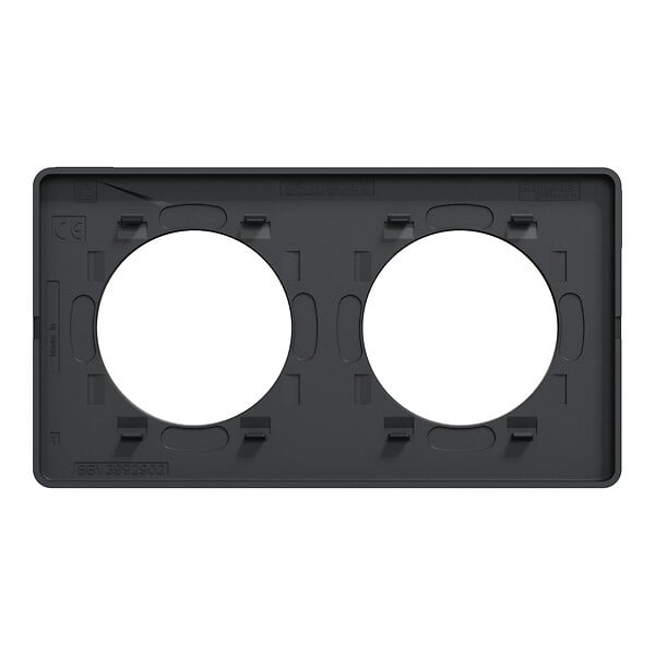 SCHNEIDER ELECTRIC - Plaque Odace Touch aluminium - 2 postes - liseré anthracite - large