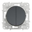 SCHNEIDER ELECTRIC - Double poussoir Odace - Anthracite - 10A - vignette