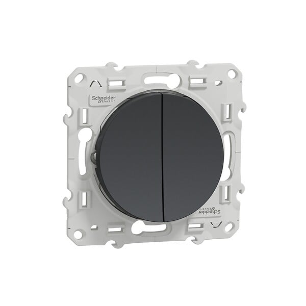 SCHNEIDER ELECTRIC - Double poussoir Odace - Anthracite - 10A - large