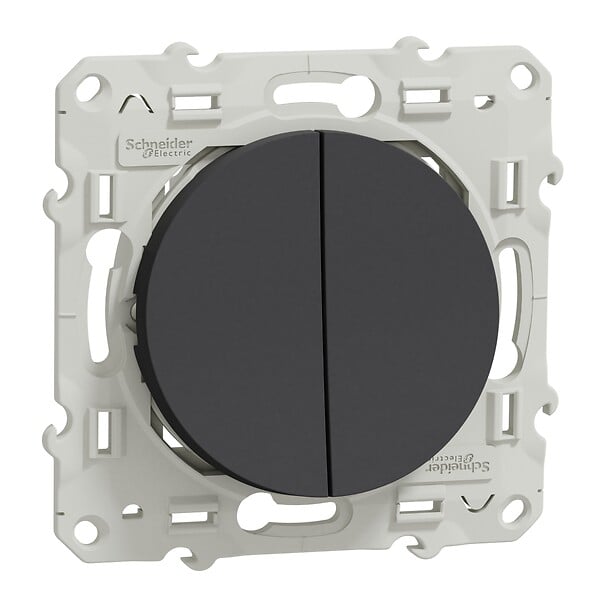 SCHNEIDER ELECTRIC - Va-et-vient + poussoir Odace anthracite - 10A - large