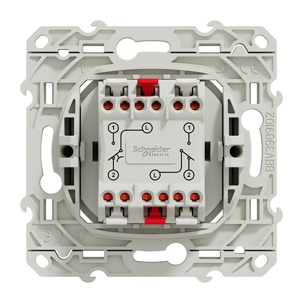 SCHNEIDER ELECTRIC - Va-et-vient + poussoir Odace anthracite - 10A - large