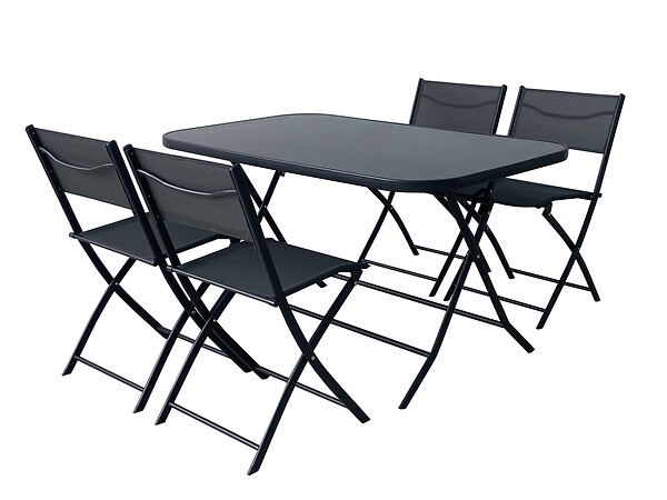Salon de jardin - Acier - Gris anthracite - 4 personnes - large