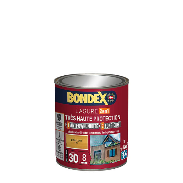BONDEX - Lasure satinée Bondex 8 ans - 1L - Chêne Clair - large