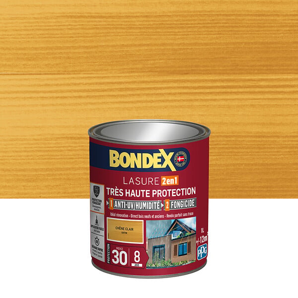 BONDEX - Lasure satinée Bondex 8 ans - 1L - Chêne Clair - large