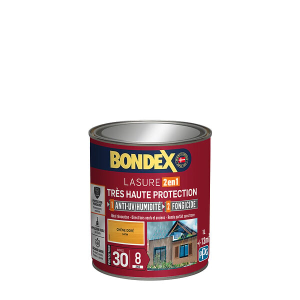 BONDEX - Lasure extérieure Très Haute Protection Chêne Doré Satin 1L - large