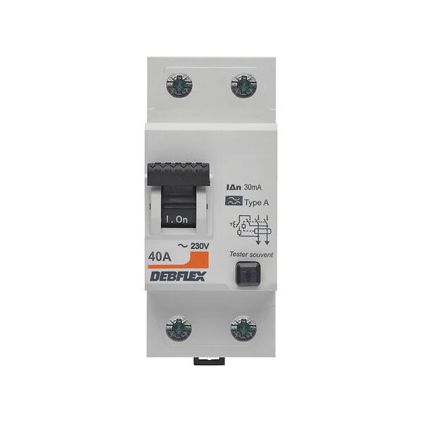 DEBFLEX - Interrupteur differentiel 2p 30ma 40a 2 modules type a - large