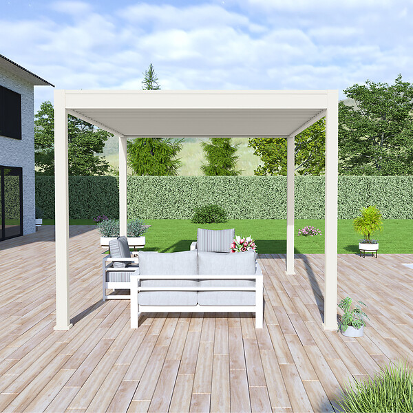 OMBREA - Pergola bioclimatique autoportante - Blanc - 3x4m - large