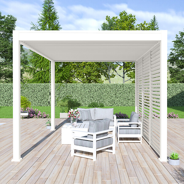 OMBREA - Pergola bioclimatique autoportante - Blanc - 3x4m - large
