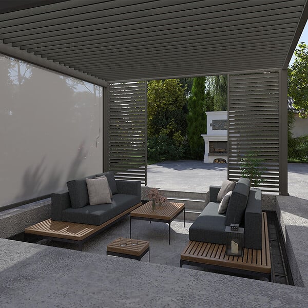 OMBREA - Pergola bioclimatique autoportante - Anthracite - 4x4m - large