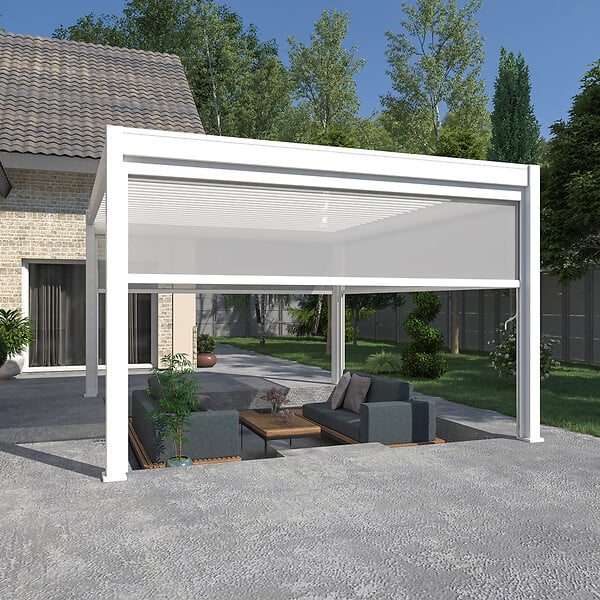 OMBREA - Pergola bioclimatique autoportante 4x4m - Blanc - large