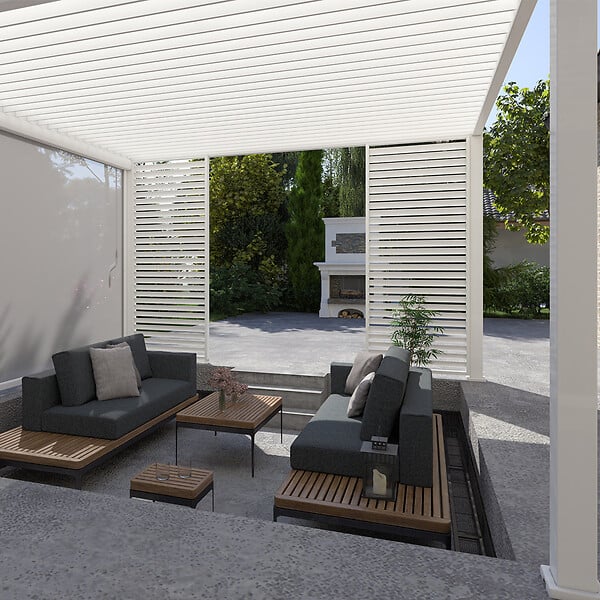 OMBREA - Pergola bioclimatique autoportante 4x4m - Blanc - large