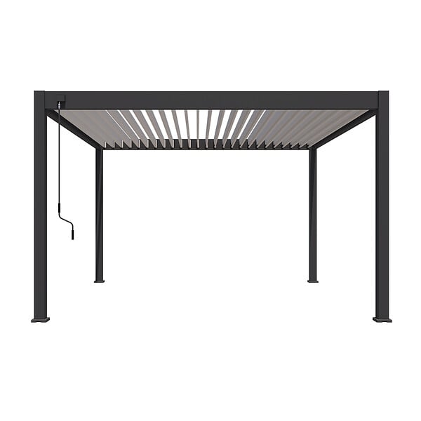OMBREA - Pergola bioclimatique autoportante - Anthracite/blanc - 4x4m - large