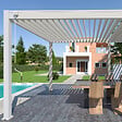 OMBREA - Pergola bioclimatique autoportante en aluminium Ombréa VS - Blanc - H.257xL.599xP.308cm - vignette