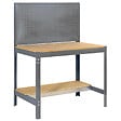 SIMON RACK - établi d'atelier métallique complet SimonRack Simonwork BT2 1200 gris/bois 1445x1210x600mm, panneau perforé et étagère, capacité de charge 600kg Simon Rack - vignette