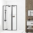 AURLANE - Paroi de Douche avec Volet Pivotant - Cadre et Bras Alu. NOIR MAT - 80+40x200cm - DARK CONTOURING - vignette