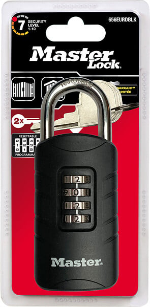 MASTER LOCK - Cadenas combinaison avec clé de secours 48mm - large