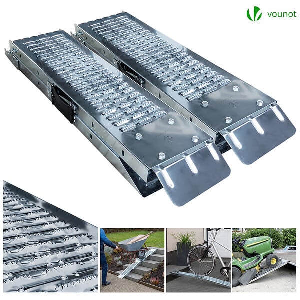 VOUNOT - Rampe de chargement pliable Lot de 2 pcs en acier galvanise 160cm - large