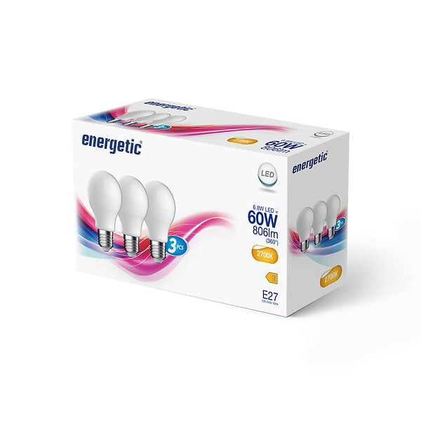 NORDLUX - 1 Lot de 3 ampoules led standard - E27 - Eq 60w-  BC - large