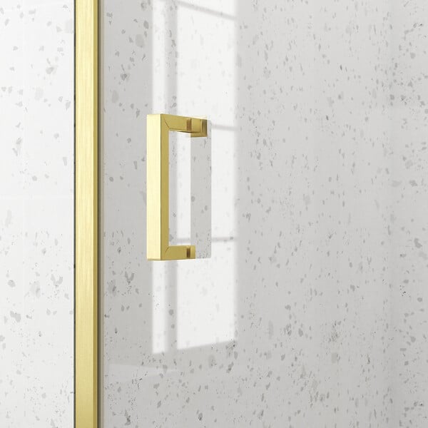AURLANE - Porte de douche Coulissante 120x200cm - Profilés Or Doré Brossé - Verre Trempé 6mm - GOLDY CRUSH - large