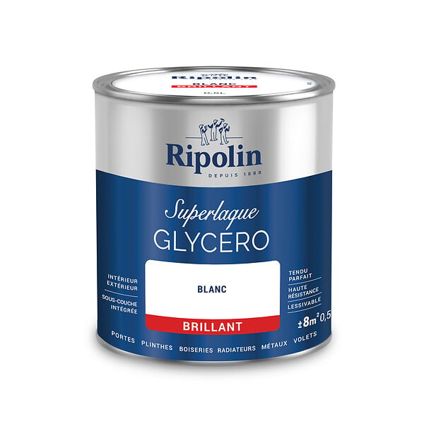 RIPOLIN - Laque glycéro brillante - Superlaque - Blanc Calcaire - 0,5L - large