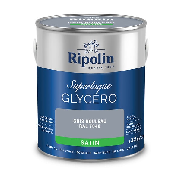 RIPOLIN - Peinture laque glycéro Superlaque - Gris Bouleau - 2L - large