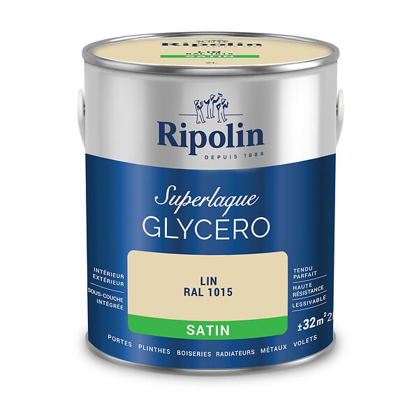 RIPOLIN - Peinture glycéro SuperLaque satin Lin - 2 L - large