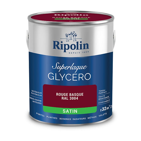 RIPOLIN - Laque glycéro satin Superlaque Rouge Basque - 2L - large