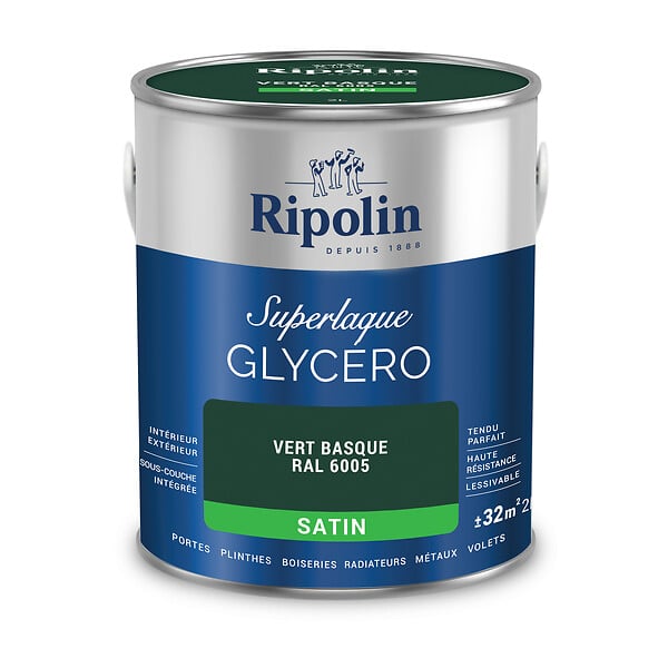 RIPOLIN - Laque glycéro satinée SuperLaque Vert Basque 2L - large
