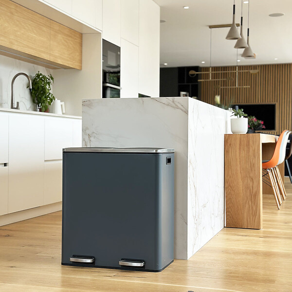 KITCHEN MOVE - Poubelle pédale tri sélectif MAJOR gris 60L - large