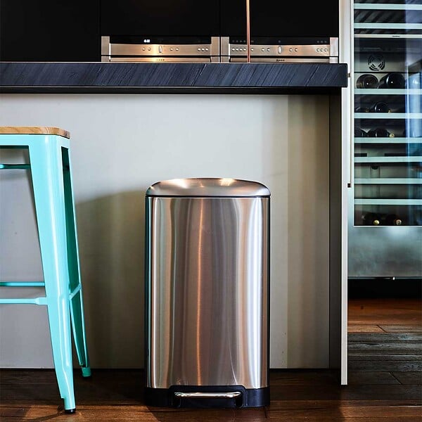 KITCHEN MOVE - Poubelle à pédale inox GREENWICH argent 30L - large