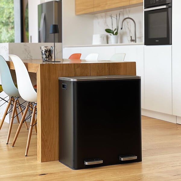 KITCHEN MOVE - Poubelle pédale tri sélectif MAJOR noir 60L - large