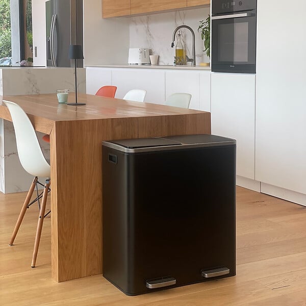 KITCHEN MOVE - Poubelle pédale tri sélectif MAJOR noir 60L - large