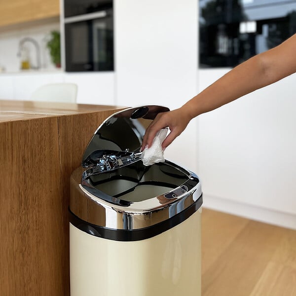 KITCHEN MOVE - Poubelle automatique inox LARGO crème 42L - large