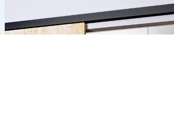 GD MENUISERIES - Porte Coulissante Telia Noir Vitrée H204 x L73 cm, Rail Alu bandeau noir, Coquilles - large