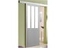 GD MENUISERIES - Porte Coulissante Atelier Blanc H204 x L93 cm, Rail alu Bandeau Blanc - vignette