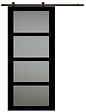 GD MENUISERIES - Porte Coulissante Telia Noir Vitrée H204 x L83 cm, Rail roulettes - vignette