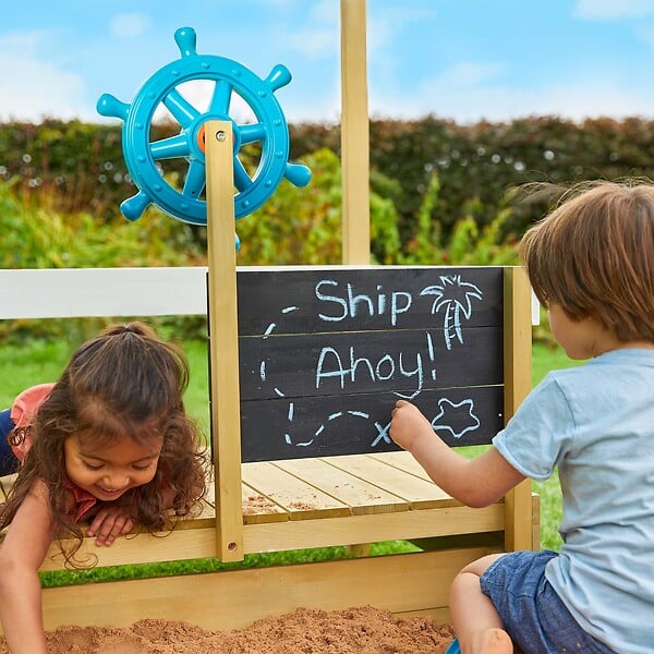 TP TOYS - Bac à sable bateau pirate - Marron/Bleu - L.180xl.92xH.118cm - large