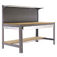 SIMON RACK - établi d'atelier métallique complet SimonRack Simonwork BT3 BOX 1500 gris/bois 1445x1510x610mm, panneau perforé, étagères, large tiroir, charge 600kg SIMONRACK - vignette