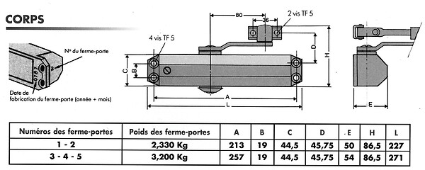 GROOM - Ferme-porte série GR010 force 3 fourni avec bras réglable - GROOM - 50311X - large
