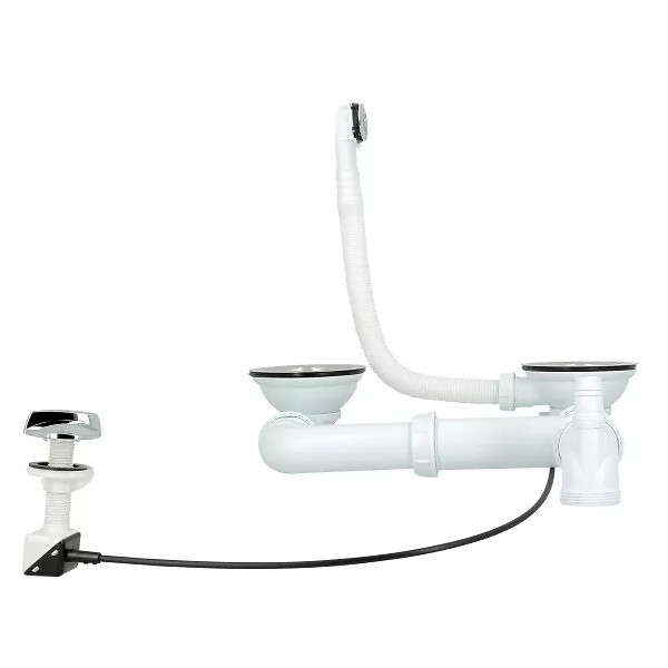 NICOLL - Bondes et vidage Nicoll - ø114mm - pour évier 2 bacs - Avec trop plein - A visser - PP et inox - large