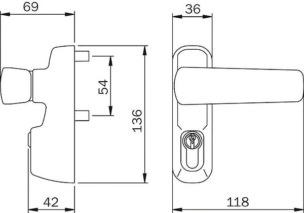 ISEO - Module béquille et cylindre IDEA Argent - ISEO - 94011007T - large